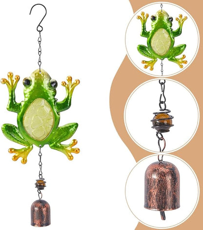WADORN Metal Frog Wind Chimes, Funny Toad Wind Bells Lucky Frog Hanging Windchimes Animals Garden Decorations for Indoor Outdoor Yard Patio Home Garden Balconies Ornament Housewarming Gifts