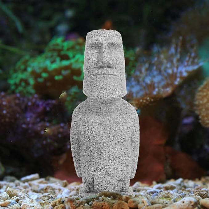 IMIKEYA Easter Island Head Statue Sandstone Akivi Moai Monolith Decorative Garden Sculpture Mini Moai Figurine for Home Garden Patio Lawn