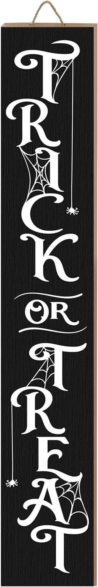 Halloween Porch Sign Decor "Trick or Treat" Wooden Hanging Sign Door Porch Standing Decorative Signs for Front Door Farmhouse Outdoor Indoor Welcome Sign Wall Craft Decor 47.2"H