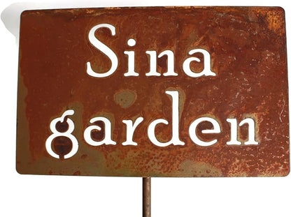 Classic Metal Garden Markers Clearance Items 20 to 33 Inches Tall (Sina garden 21", Naturally Rusted)