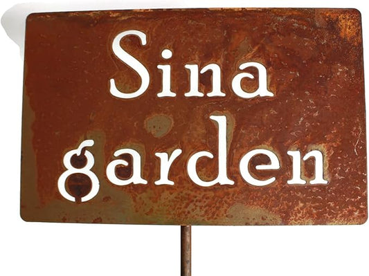 Classic Metal Garden Markers Clearance Items 20 to 33 Inches Tall (Sina garden 21", Naturally Rusted)