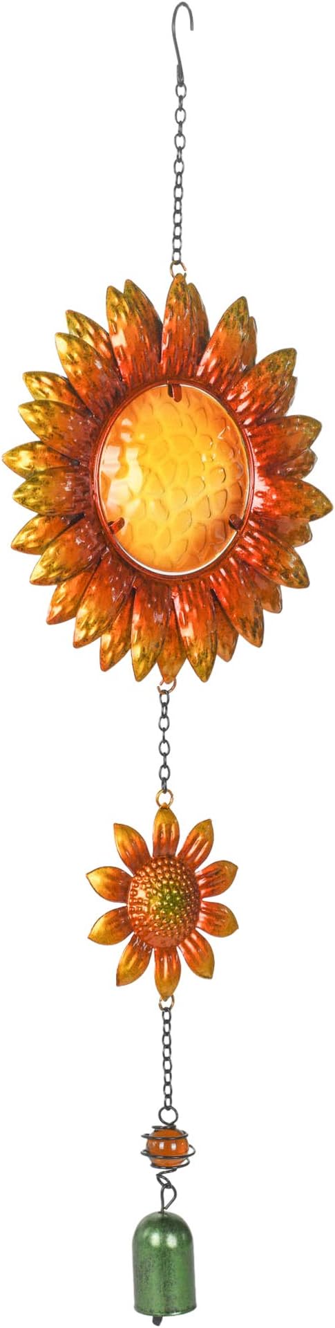 Sunset Vista Designs 14166 Hanging Decoration Garden Bell, Warm Orange and Golden Yellow with Amber 26.5 x 7.5