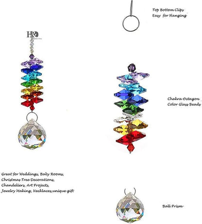 H&D Hyaline&Dora H&D 30mm Chandelier Crystals Ball Prisms Rainbow Octogon Chakra Suncatcher for Gift