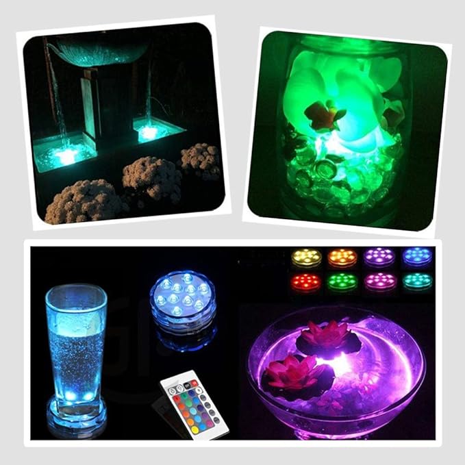 Submersible Led Lights with Remotes - 2 Packs Waterproof Submersible Pool Lights Battery Operated, Underwater Pond Lights RGB Multi-Color Pool Lights for Founttain Pond Garden Bath Wedding Shower