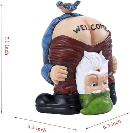 Garden Gnome Statue, Garden Decor,Gnomes Decorations for Yard, Funny Bird Welcome Figurines for Outdoor Patio, Lawn, Yard Art Decoration