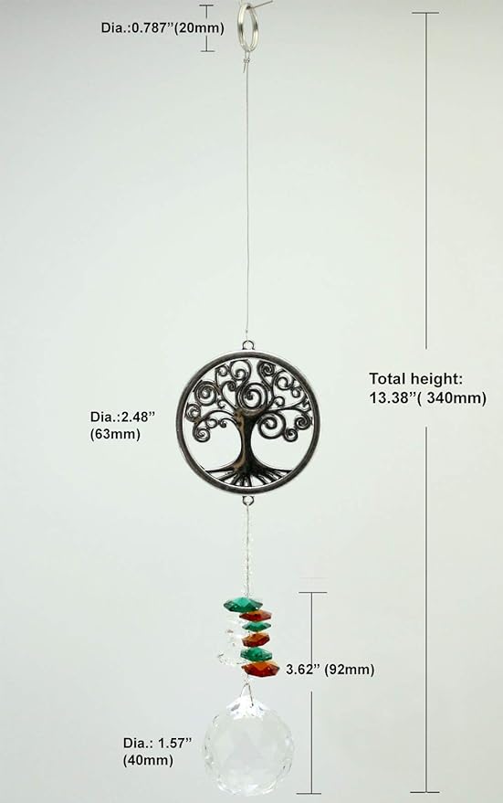 Crystal Garden Suncatcher Hanging Crystals Ornament for Window Rainbow Maker Prisms Home Decor Gift Boxed Sun Catcher Gift Idea for Mom Friends Grandma,Tree of Life