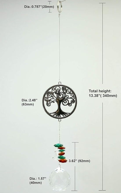 Crystal Garden Suncatcher Hanging Crystals Ornament for Window Rainbow Maker Prisms Home Decor Gift Boxed Sun Catcher Gift Idea for Mom Friends Grandma,Tree of Life