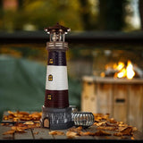Solar Lighthouse Outdoor Statues, 360° Rotating Beacon Garden Lighthouse, 15" Light House for Outside Garden Yard Decor, Waterproof Resin Nautical Figurines for Patio Lawn Landscape Lighting (Black)