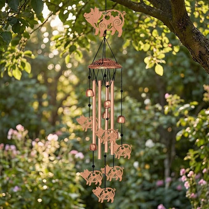 Metal Wind Chimes for Outside, Pig Style Hanging Waterproof Aluminum Windchimes with Hook for Outdoor Garden Patio Porch Decor, 33“ Memorial Wind Chimes Friendship Gifts for Women