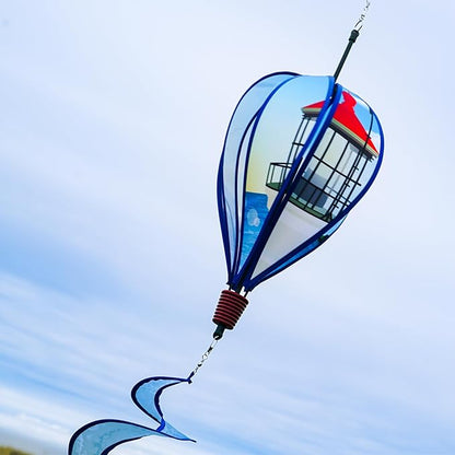 In The Breeze 0987 Coastal Lighthouse Hot Air Balloon-6 Panel Wind Decoration