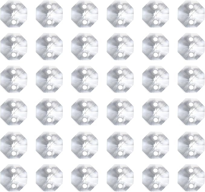 PATIKIL K9 Crystal Octagon Beads 2 Holes Pendants, 60 Pack 8mm Chandelier Prisms Parts Ornaments Hanging Beads for DIY Arts Crafts Decoration, Clear