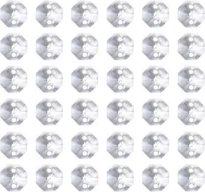 PATIKIL K9 Crystal Octagon Beads 2 Holes Pendants, 60 Pack 8mm Chandelier Prisms Parts Ornaments Hanging Beads for DIY Arts Crafts Decoration, Clear