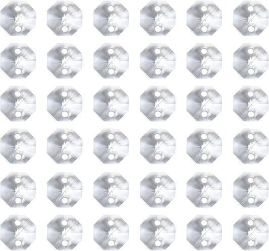 PATIKIL K9 Crystal Octagon Beads 2 Holes Pendants, 60 Pack 8mm Chandelier Prisms Parts Ornaments Hanging Beads for DIY Arts Crafts Decoration, Clear