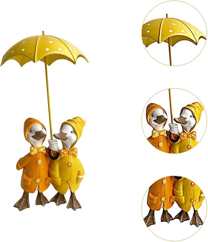 Garden Statues Duck Holding Umbrella Statue Resin Figurine Creative Craft Ornament Animal Sculpture Garden Decor Umbrella Yard Statue Yard Ornaments Decor