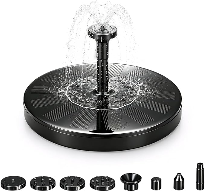 Solar Fountain for Bird Bath, 2026 New Floating Mini Solar Water Fountain with 6 Nozzles, Solar Birdbath Fountain for Garden, Pond, Pool, and Outdoor (1, 5.1in)