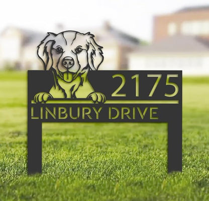 Brittany Spaniel Dog Metal Address Sign House Number Brittany Spaniel Dog Outdoor Stake Brittany Spaniel Dog Sculptures Sign for Park Yard Lawn Courtyard Patio Ranch Farmer Gardening.