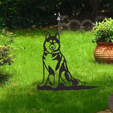 Adorable Dog Stake Decoration Yard Garden Outdoor Metal Art Dog Silhouette Decoration Steel Dogs Statue Adorable Ornament Gift Contour Black Dog (Husky)