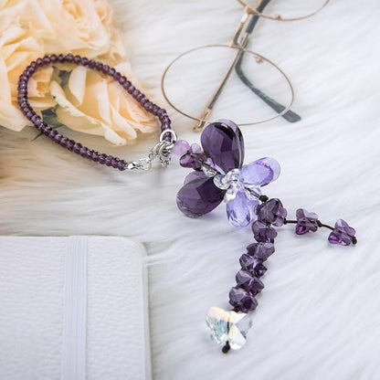 H&D HYALINE & DORA Car Charms Rear View Mirror Accessories,Crystals Ornaments Chandelier Crystals Hanging Prisms Fengshui Suncatcher Rainbow Pendant Maker Car Charm (Purple)