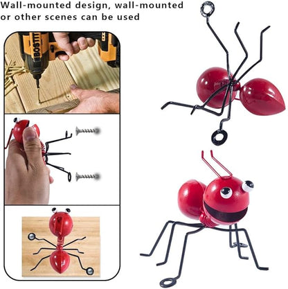 OBTANIM 4 Pack Colorful Cute Metal Ant Garden Wall Art Decorative Yard Decorations Outdoor Lawn Wall Sculptures