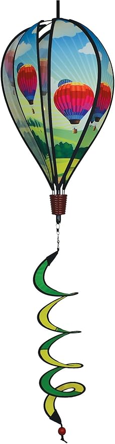 In the Breeze Hot Air Balloon 6-Panel Kinetic Hot Air Balloon Wind Spinner,11" W x 17" H, 26" Tail,1077