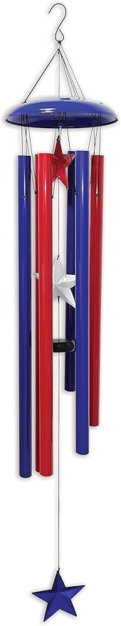 Sunset Vista Designs 94484 Outdoor Americana Metal Wind Chime, Multicolor, 6.5" x 6.5" x 48"