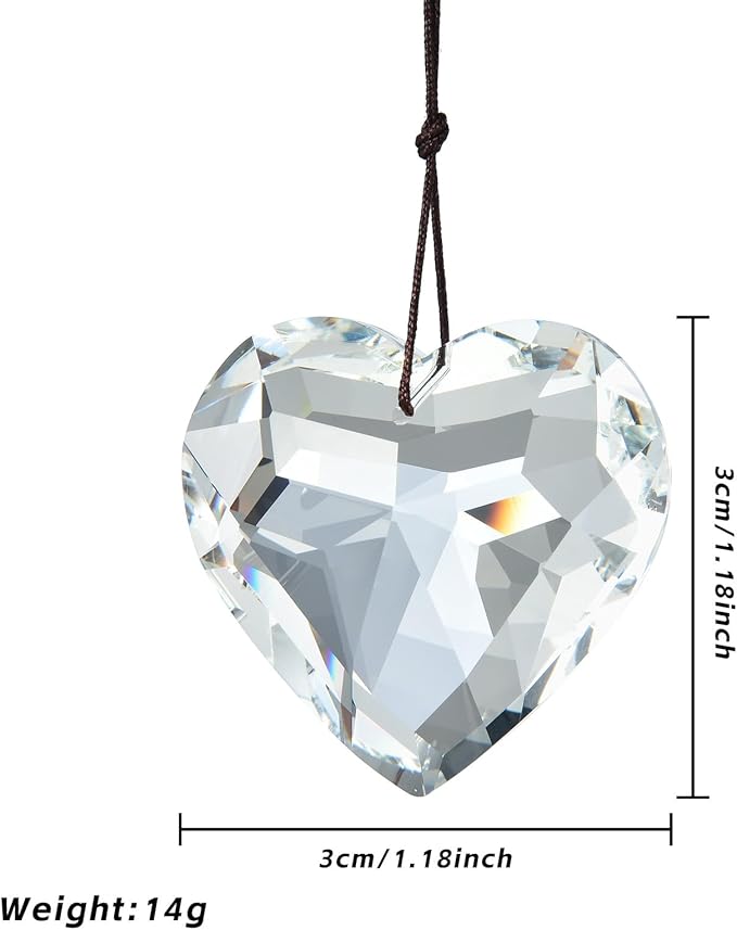 10 Pcs Love-Shaped Crystal Ball Prism 30mm, Handmade Rainbow Maker, Hanging Crystal Suncatchers, Home Decoration, Birthday Gift