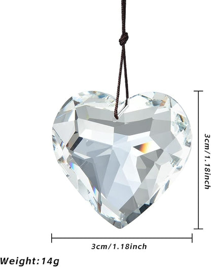 10 Pcs Love-Shaped Crystal Ball Prism 30mm, Handmade Rainbow Maker, Hanging Crystal Suncatchers, Home Decoration, Birthday Gift