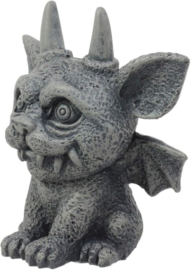 Ebros Gothic Horned Bat Cat Gargoyle Bast Figurine Small Mythical Fantasy Decor Statue 3.25" Tall As Talisman of Protection Fairy Garden Accessory DIY Renaissance Or Medieval Collectible