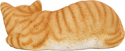 Elenon Cat Garden Statue Decorative for Yard, Orange Tabby Sleeping Cat Figurines Home Lawn Decor, Patio Kitten Tuxedo Statues Pets Memorial Ornament for Cat Lovers