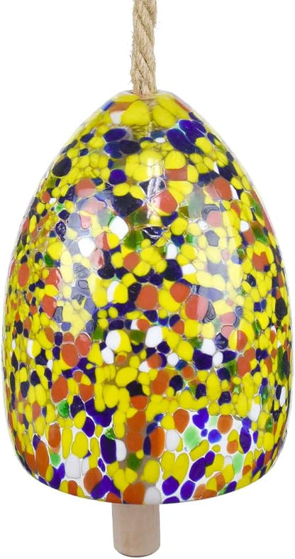 Gift Essentials Blown Glass Bell Wind Chime 5.5 Inches (Yellow)