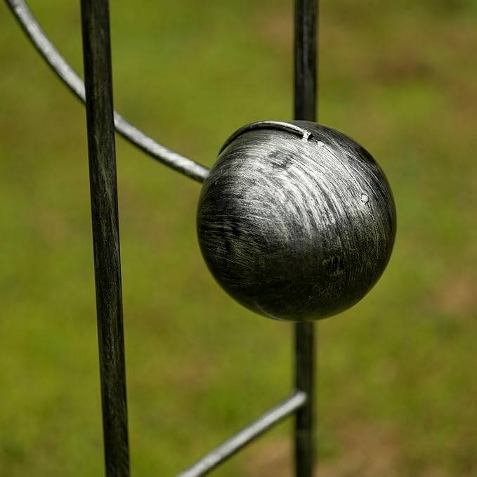 Zaer Ltd. Metal Dragon Rocking Garden Stake, Kinetic Wind Decor, Metallic Black Finish, Moving Wings (Tail Down Moonfyre)