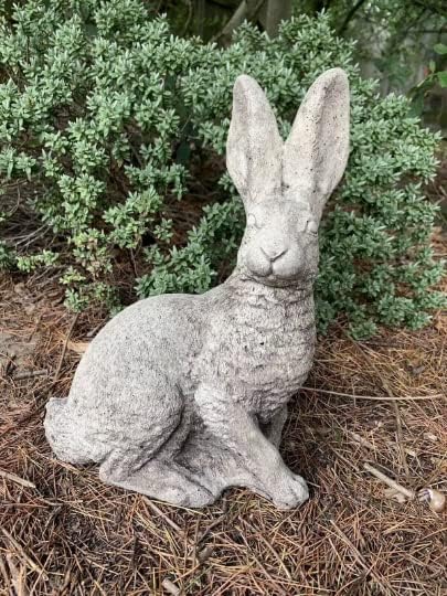 Large Rabbit Sculpture Stone Bunny Figure Concrete Rabbit Statue for Home and Garden Handmade Bunny Figurine