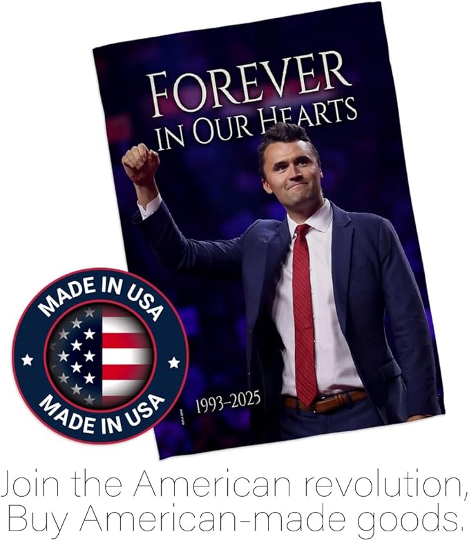 Forever In Our Hearts 1993-2025 Flag Yard Sign Wall Hanging Decor For Home Porch Charlie Kirk Poster Canvas Quote Sign Freedom Support Trump Patriotism Memorial Decoration Garden Remembrance Gift