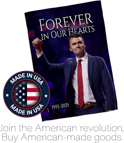 Forever In Our Hearts 1993-2025 Flag Yard Sign Wall Hanging Decor For Home Porch Charlie Kirk Poster Canvas Quote Sign Freedom Support Trump Patriotism Memorial Decoration Garden Remembrance Gift