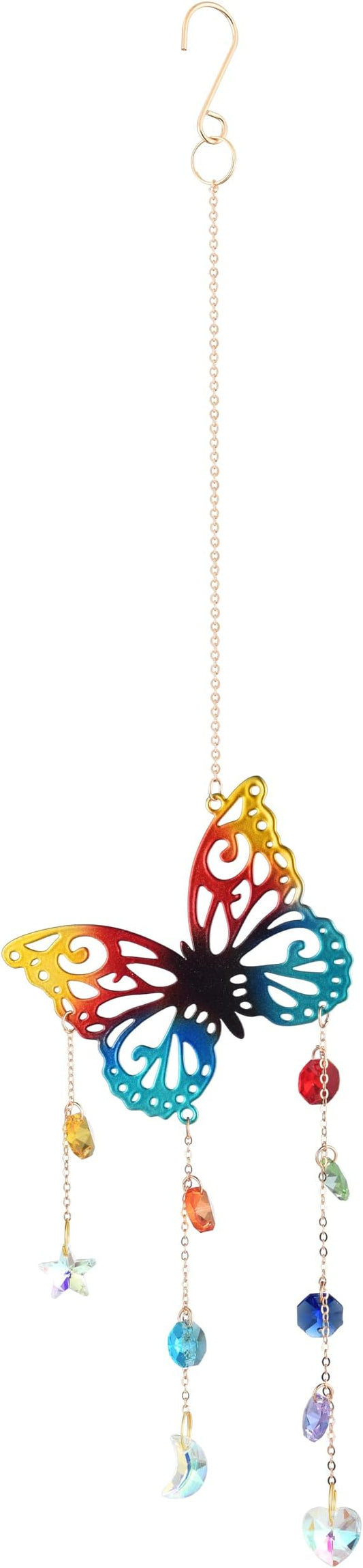 Butterfly Crystal Suncatcher, Hanging Garden Suncatchers, Butterfly Crystal Decoration for Window & Garden, Decorative Hanging Ornament