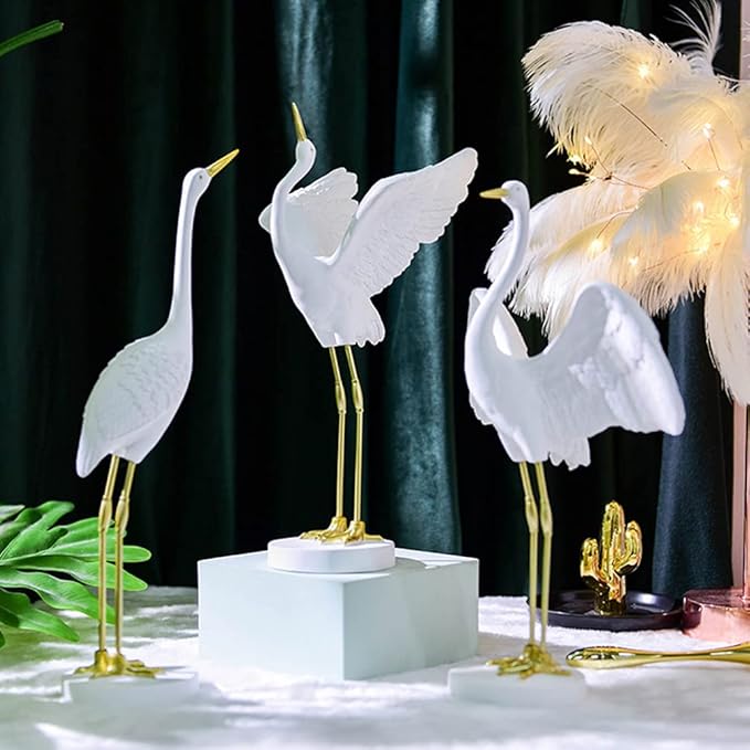 Milisten Outdoor Decor 1pc Garden Crane Statues Resin Crane Figurines Heron Sculptures Bird Statues Lawn Ornaments for Backyard Pond Patio Porch Outside Decor