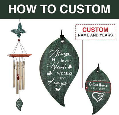 ASTARIN Memorial Custom Wind Chimes for Loss of Loved One, Wind Chimes for Patio Yard Decor, 24'' (Condolences-2)