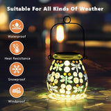 Stargarden Mosaic Solar Lanterns Outdoor Waterproof, Dragonfly Lanterns Decorative Outdoor, Glass Hanging Solar Lights Table Lamp for Yard, Garden Decor