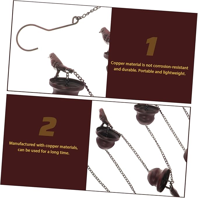 Decorative Metal Rain Chain for Gutters Drainage Elegant Cups Outdoor Garden Decor Resistant Design for Rainwater Diverter