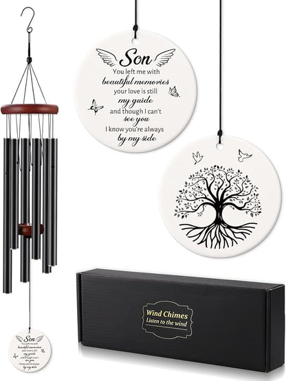 BeauGift Memorial Gifts for Loss of Son, 32" Ceramic Wind Chimes for Loss of Son, Bereavement Remembrance Sympathy Gift for Loss of Son, Son Grieving Gifts
