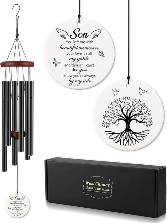 BeauGift Memorial Gifts for Loss of Son, 32" Ceramic Wind Chimes for Loss of Son, Bereavement Remembrance Sympathy Gift for Loss of Son, Son Grieving Gifts