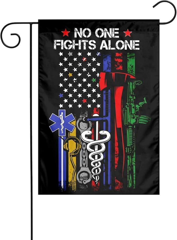 No One Fights Alone Garden Flag Double Sided Vertical 12×18 Inch Banners Double Sided For Lawn Patio Yard Garden Home Outdoor Decor