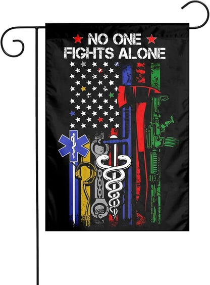 No One Fights Alone Garden Flag Double Sided Vertical 12×18 Inch Banners Double Sided For Lawn Patio Yard Garden Home Outdoor Decor