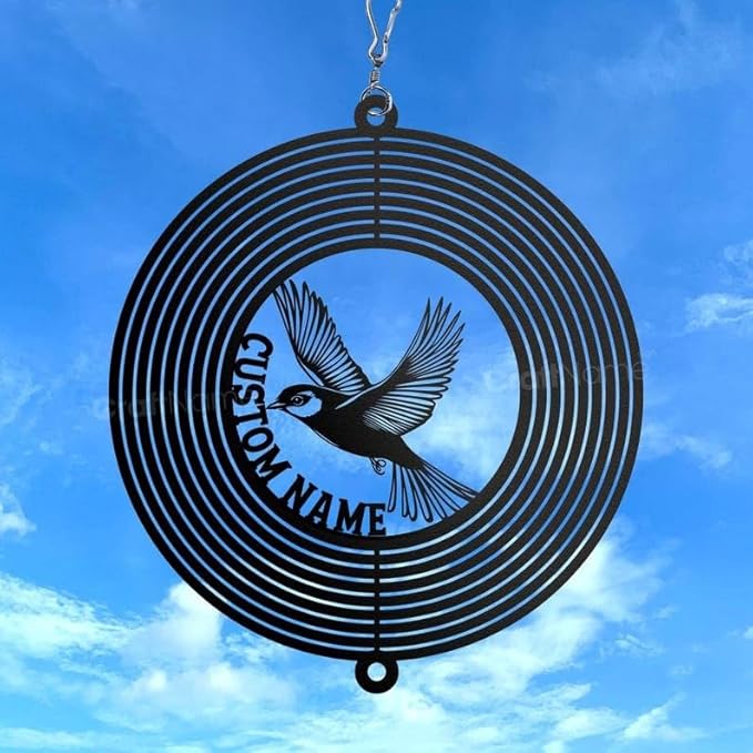 Personalized Canary Metal Wind Spinner, Custom Hanging Decoration for Outdoor Spaces, Kinetic Bird Ornament, Garden Gift (Canary Garden Wind Spinner)
