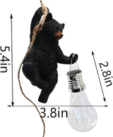 Solar Bear Statues Outdoor: Hanging Garden Decor for Outside Cabin Porch Light Yard Decorations Tree Ornaments Small Resin Figurines Funny Gifts Mama Women