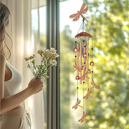 ORIGACH Dragonfly Wind Chimes for Outside Metal Dragonfly Wind Chime Birthday Gifts Memorial Gifts for Women Men Mom Grandma Wife Friends Wind Chimes for Outdoor, Indoor, Home and Garden Decorations