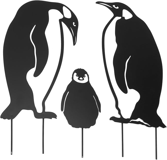 Aramox Family Metal Stake Statue Vibrant Iron Animal Decoration for Garden Lawn Yard, Pack of 3