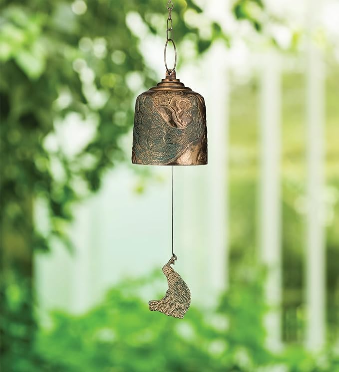 Regal Art & Gift Wind Bell Chimes - Outdoor Decorative Metal Hanging Chime - Relaxing Sound for Yard, Patio, Porch or Garden - Peacock