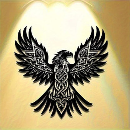 WPCJREU Totem Metal Wall Art, Eagle Feather Celtic Knot Iron Sculpture, Spiritual Tribal Decor for Living Room, Office & Patio