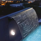 Stainless Steel Pool Fountain, Indoor/Outdoor Sheer Descent Waterfall Spillway Flow Platform, Pond Water Feature for Garden Outdoor Decoration,Silver,150cm